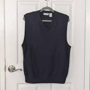 Vintage 100% Extra Fine Merino Wool‎ V Neck Davis & Squire Grandpa Vest Size L